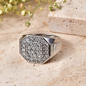 Luxuriant Lab Grown Diamond G-H SI 1.50 ctw Men's Ring in Rhodium Over Sterling Silver (Size 10.0)