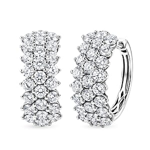 D'Joy AAA Moissanite 6.15 ctw Hoop Earrings in Rhodium Over Sterling Silver