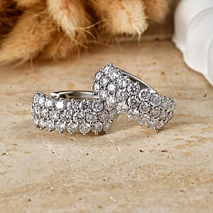 D'Joy AAA Moissanite 6.15 ctw Hoop Earrings in Rhodium Over Sterling Silver