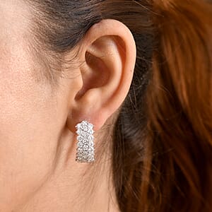 D'Joy AAA Moissanite 6.15 ctw Hoop Earrings in Rhodium Over Sterling Silver
