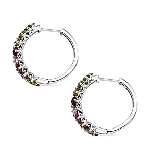 D'Joy AAA Moissanite 6.15 ctw Hoop Floral Symphony Earrings in Rhodium Over Sterling Silver