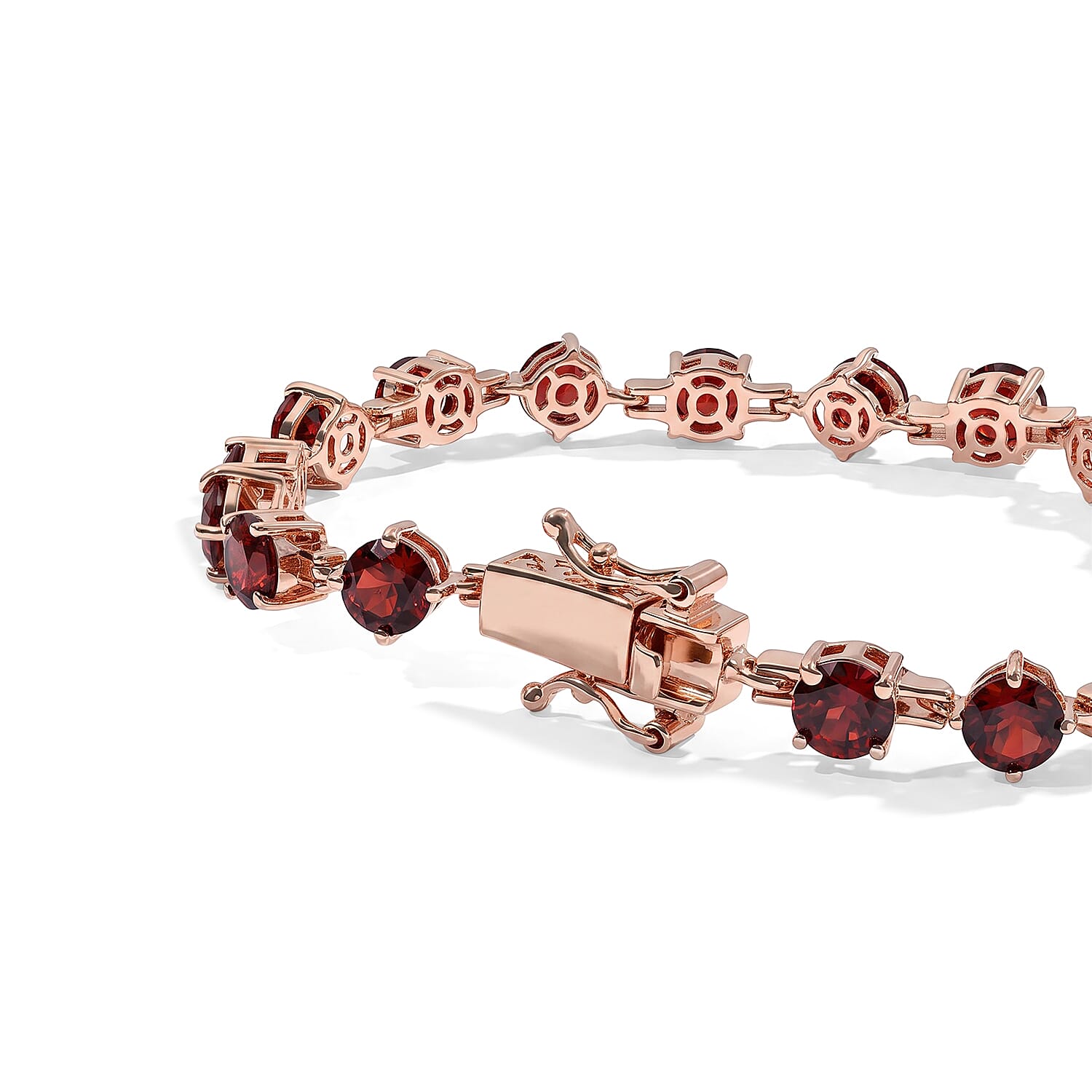 EverTrue Mozambique Garnet 10.40 ctw Bracelet in 18K RG Plated (6.50 In)