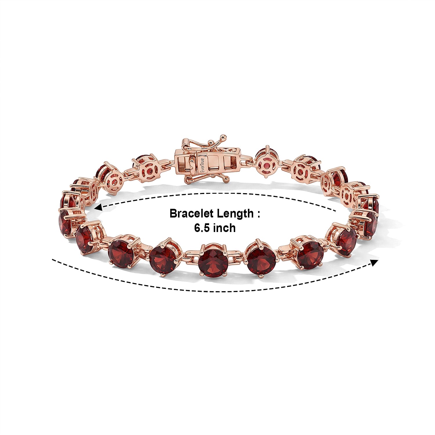 EverTrue Mozambique Garnet 10.40 ctw Bracelet in 18K RG Plated (6.50 In)