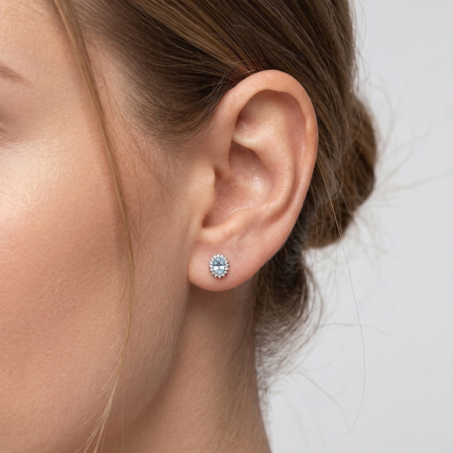 D'Joy Premium Cambodian Blue Zircon and Multi Gemstone 1.80 ctw Ocean Bloom Earrings in Rhodium Over Sterling Silver
