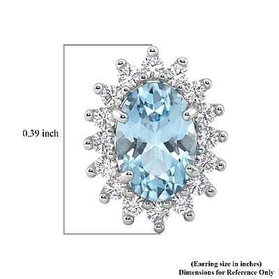 D'Joy Premium Cambodian Blue Zircon and Multi Gemstone 1.80 ctw Ocean Bloom Earrings in Rhodium Over Sterling Silver