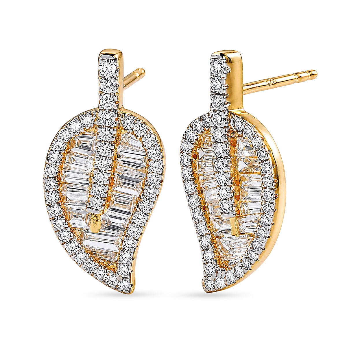 Luxuriant Lab Grown Diamond G-H SI 1.50 ctw Earrings in 18K Vermeil Yellow Gold Over Sterling Silver
