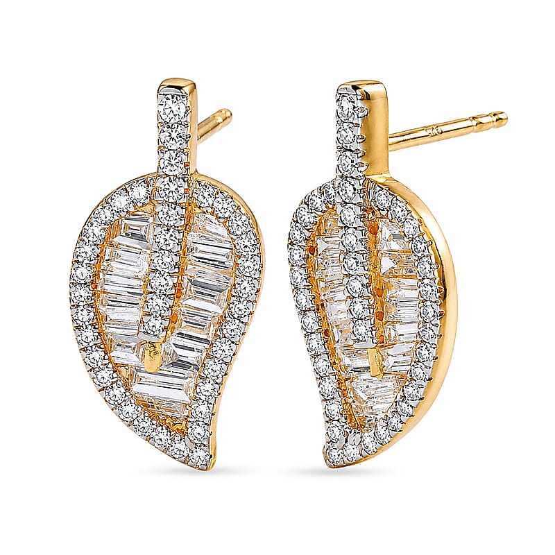 Luxuriant Lab Grown Diamond G-H SI 1.50 ctw Earrings in 18K Vermeil Yellow Gold Over Sterling Silver