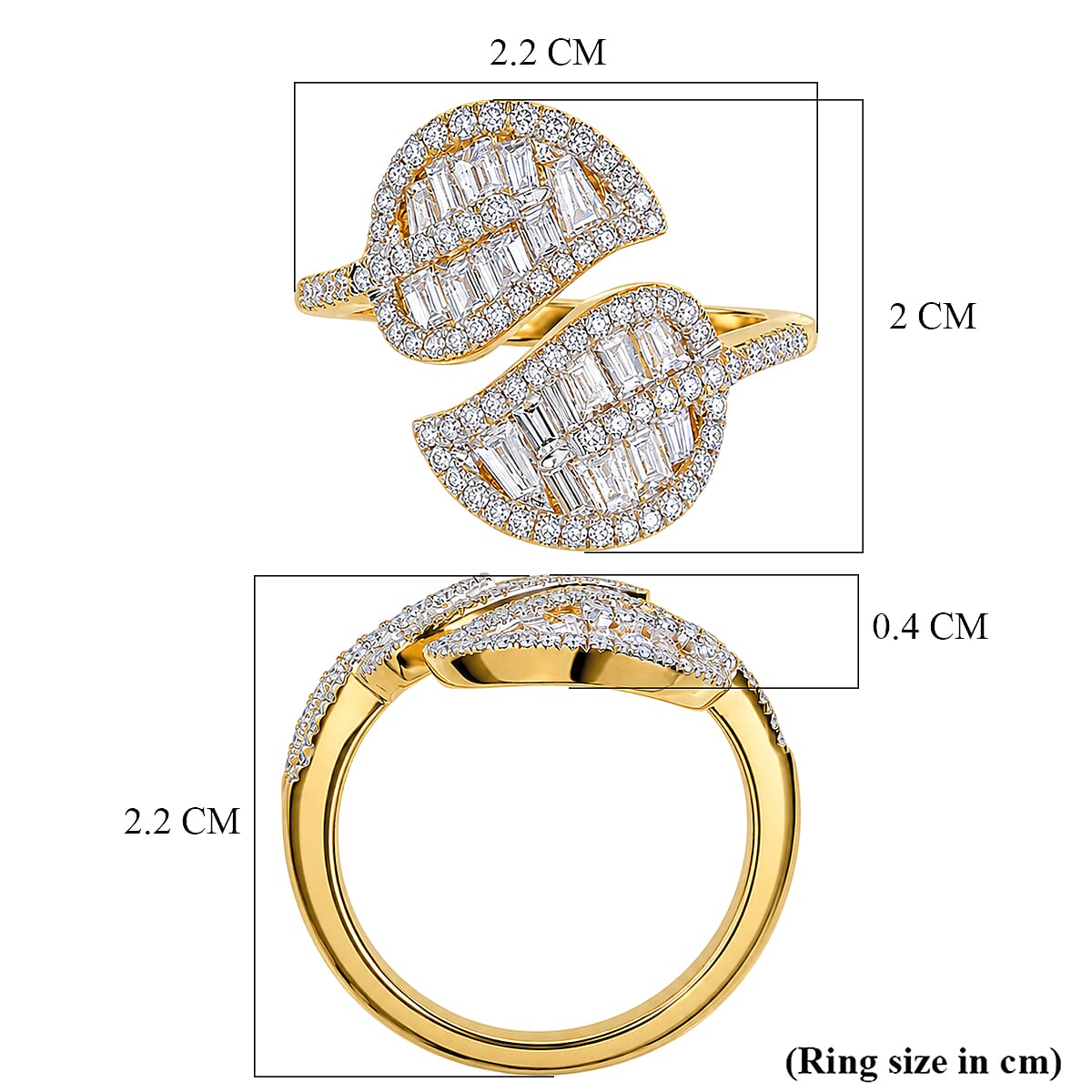 Luxuriant Lab Grown Diamond (G-H, SI) Ring (S 6.5) in YG vermeil Over Sterling Silver 1.50 ctw