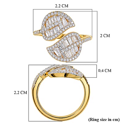 Luxuriant Lab Grown Diamond (G-H, SI) Ring (S 6.5) in YG vermeil Over Sterling Silver 1.50 ctw
