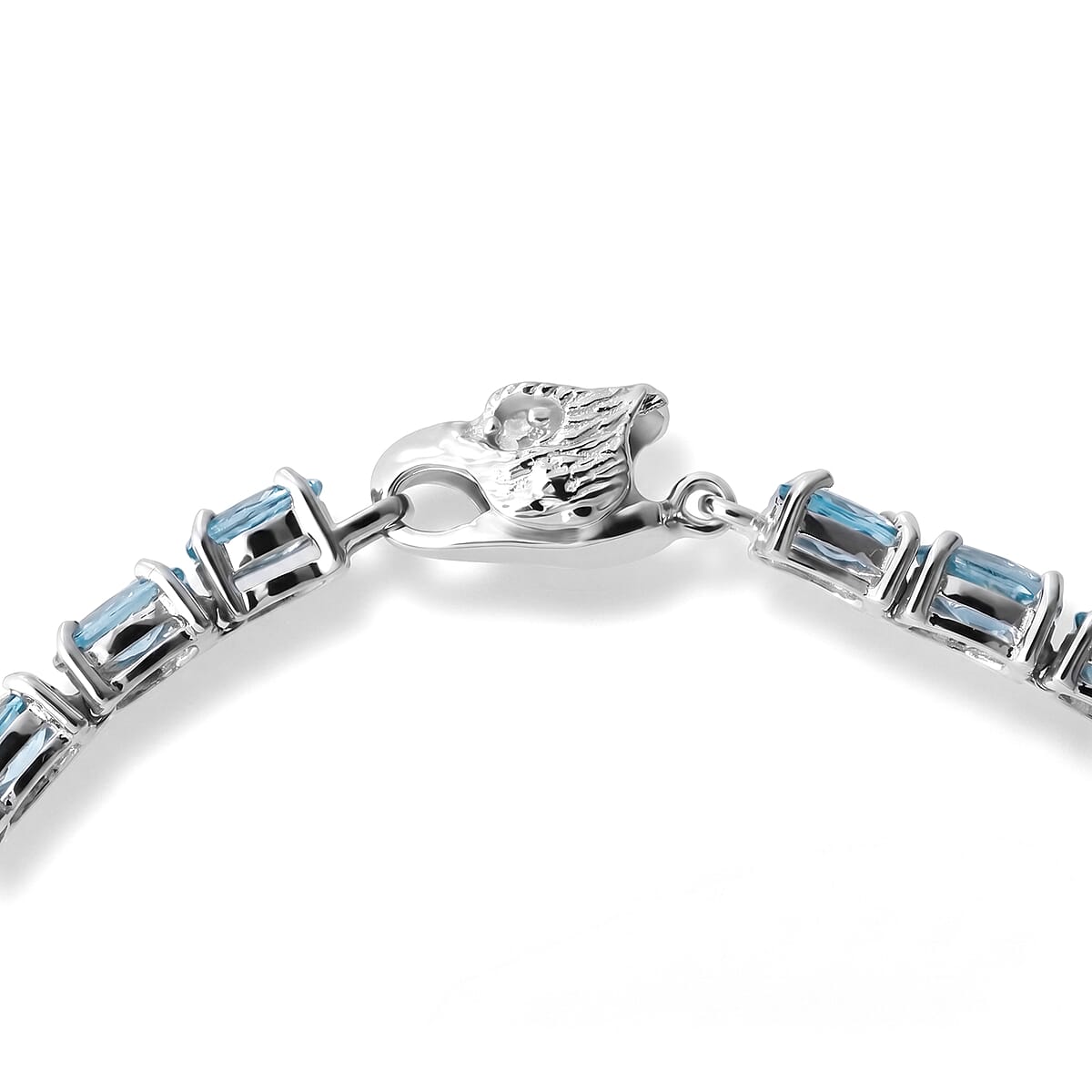 Premium Cambodian Blue Zircon and Luxuriant Lab Grown Diamond G-H SI 20.85 ctw Sea Sparkle Bracelet in Rhodium Over Sterling Silver (7.25 In) image number 3