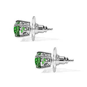 EverTrue Chartreuse Quartz (Triplet) 4.40 ctw Solitaire Stud Earrings in Platinum Bond