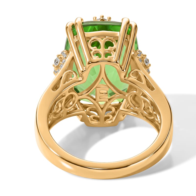 EverTrue Chartreuse Quartz (Triplet) and Multi Gemstone 11.65 ctw Forest Charm Ring in 18K YG Plated (Size 6.0) (Ships in 10-12 Days)