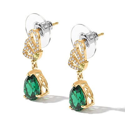 EverTrue Premium Peacock Quartz (Triplet) and Multi Gemstone 4.15 ctw Butterfly Earrings in 18K YG Plated