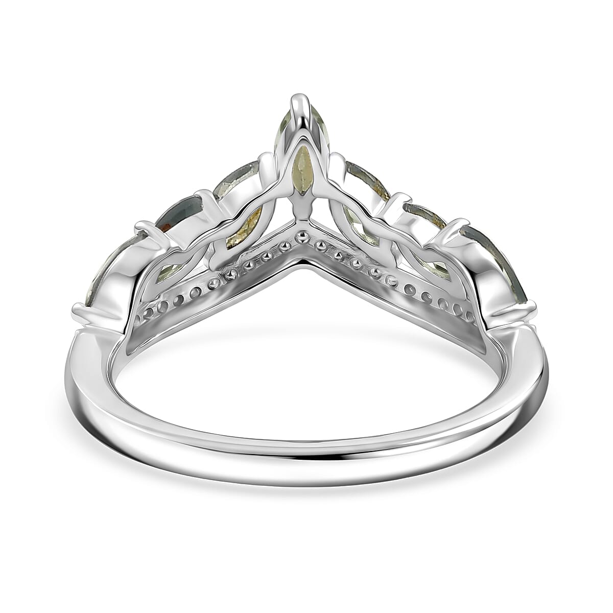 D'Joy Narsipatnam Alexandrite, Moissanite Ring in Rhodium Over Sterling Silver (Size 6.0) 1.15 ctw
