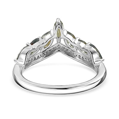 D'Joy Narsipatnam Alexandrite, Moissanite Ring in Rhodium Over Sterling Silver (Size 6.0) 1.15 ctw