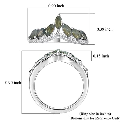D'Joy Narsipatnam Alexandrite, Moissanite Ring in Rhodium Over Sterling Silver (Size 6.0) 1.15 ctw