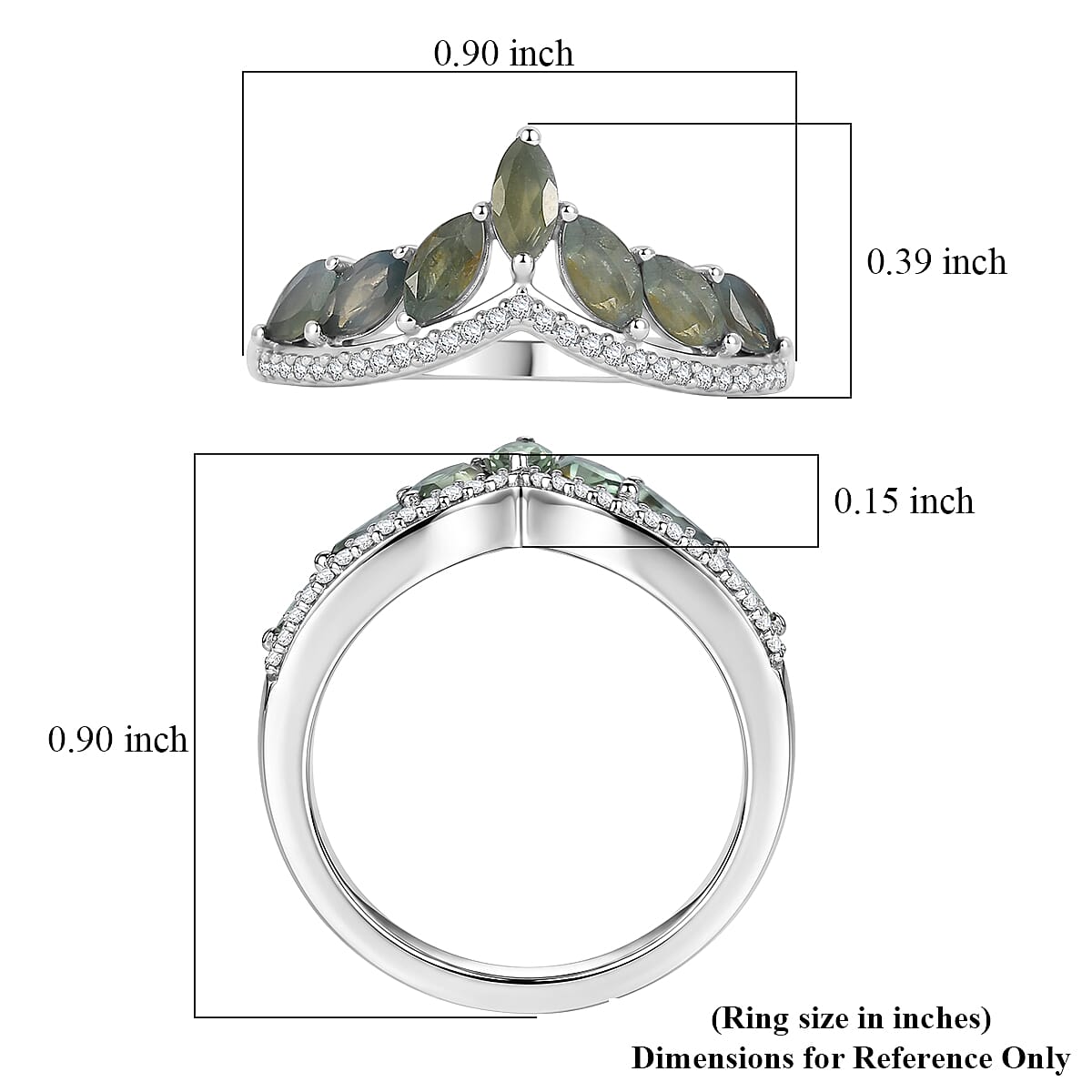 D'Joy Narsipatnam Alexandrite and Moissanite 1.15 ctw Ring in Rhodium Over Sterling Silver (Size 7.0)