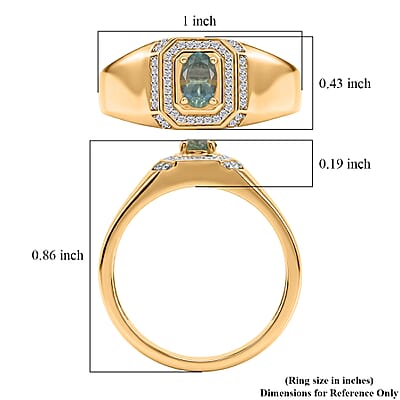 D'Joy Narsipatnam Alexandrite and Moissanite 0.70 ctw Men's Ring in 18K Vermeil Yellow Gold Over Sterling Silver (Size 10.0)