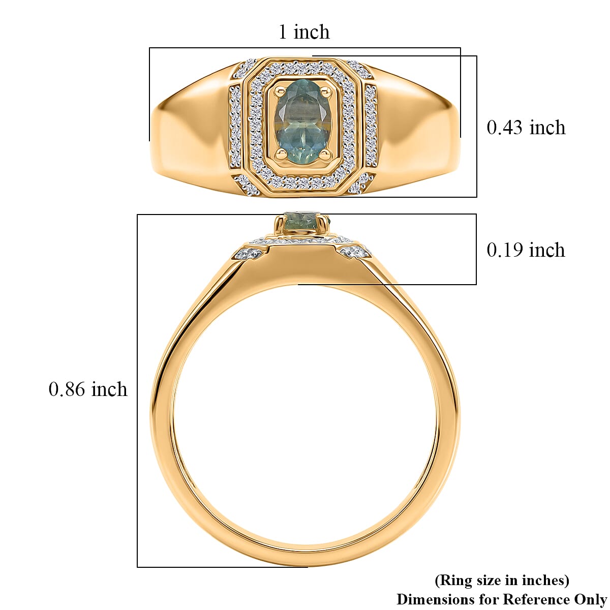 D'Joy Narsipatnam Alexandrite and Moissanite 0.70 ctw Men's Ring in 18K Vermeil Yellow Gold Over Sterling Silver (Size 11.0) image number 5