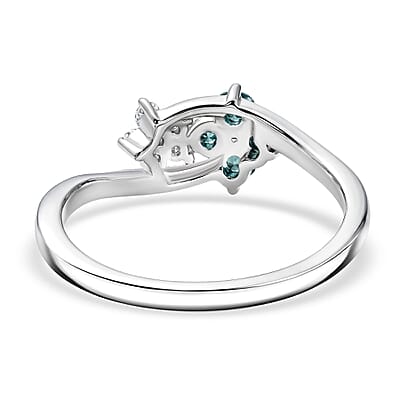 Narsipatnam Alexandrite and Luxuriant Lab Grown Diamond G-H SI 0.40 ctw Garden Twinkle Ring in Rhodium Over Sterling Silver (Size 5.0)