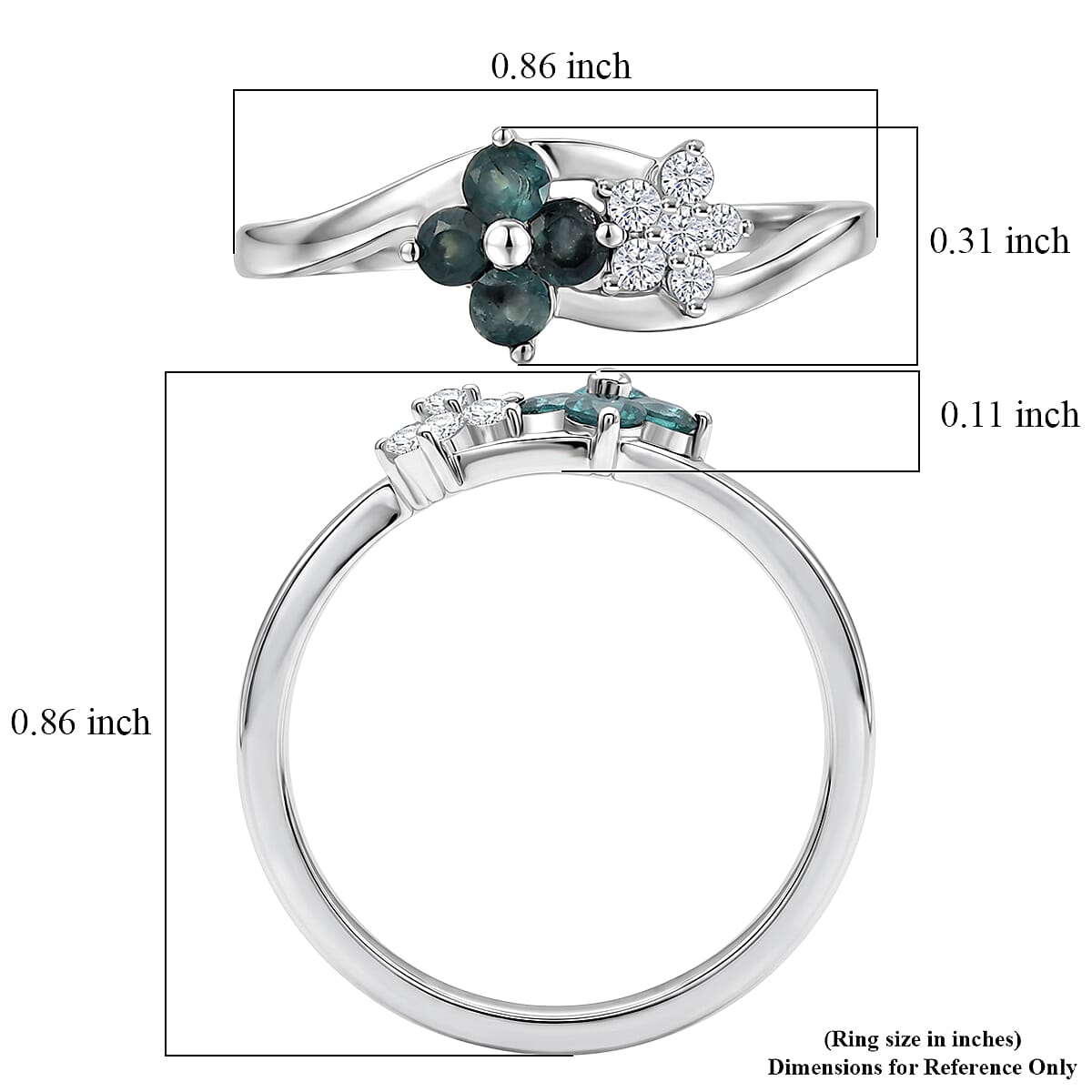 Narsipatnam Alexandrite and Luxuriant Lab Grown Diamond G-H SI 0.40 ctw Garden Twinkle Ring in Rhodium Over Sterling Silver (Size 7.0) image number 5