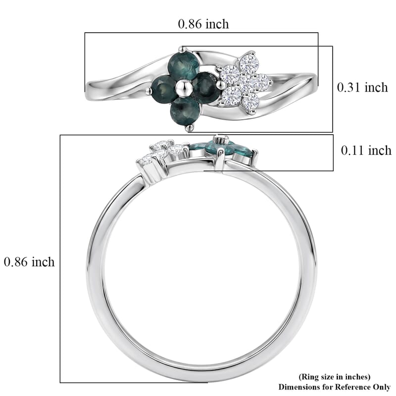 Narsipatnam Alexandrite and Luxuriant Lab Grown Diamond G-H SI 0.40 ctw Garden Twinkle Ring in Rhodium Over Sterling Silver (Size 8.0)