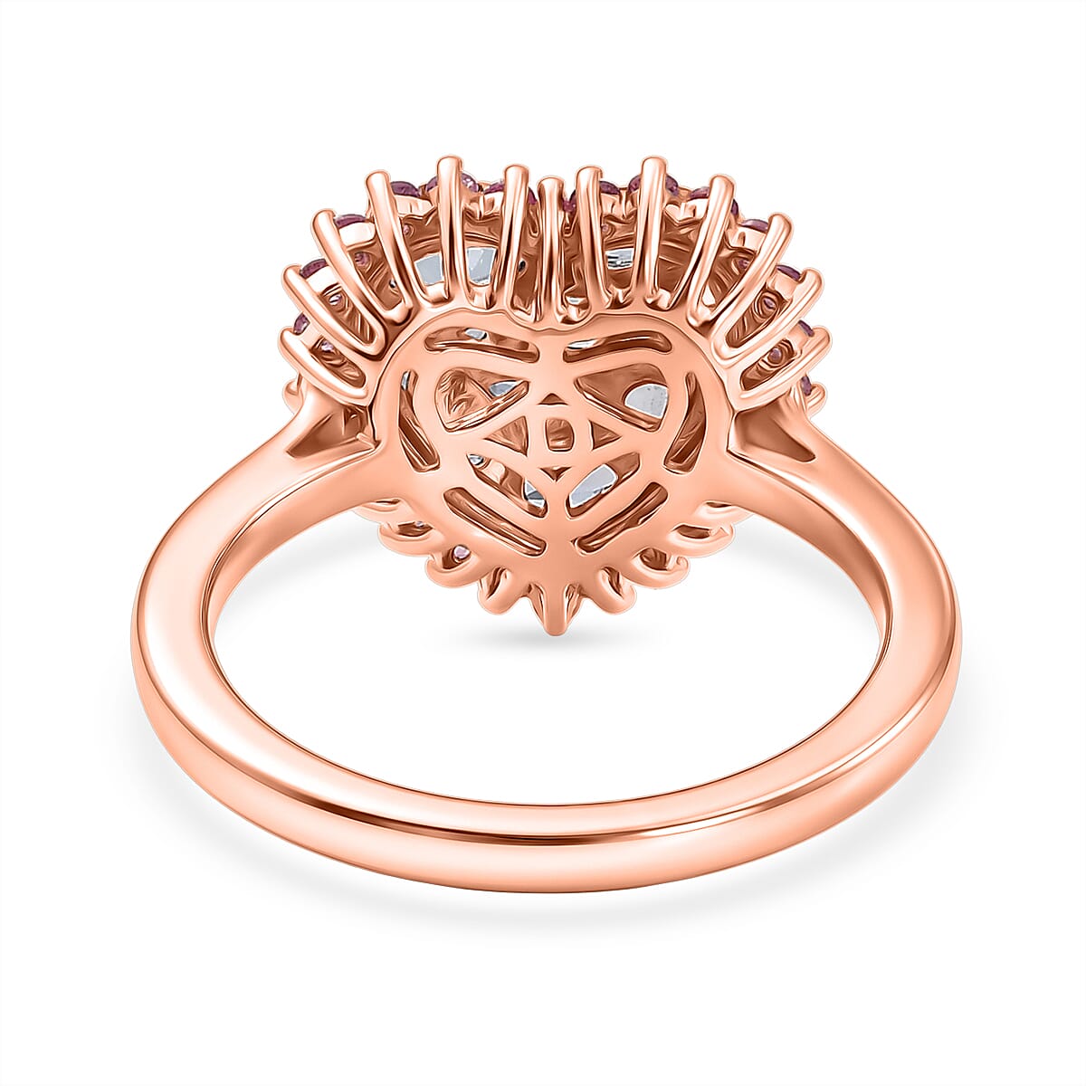 D'Joy Tanzanite and Premium Madagascar Pink Sapphire 1.75 ctw Twilight Heart Ring in 18K Vermeil Rose Gold Over Sterling Silver (Size 5.0)