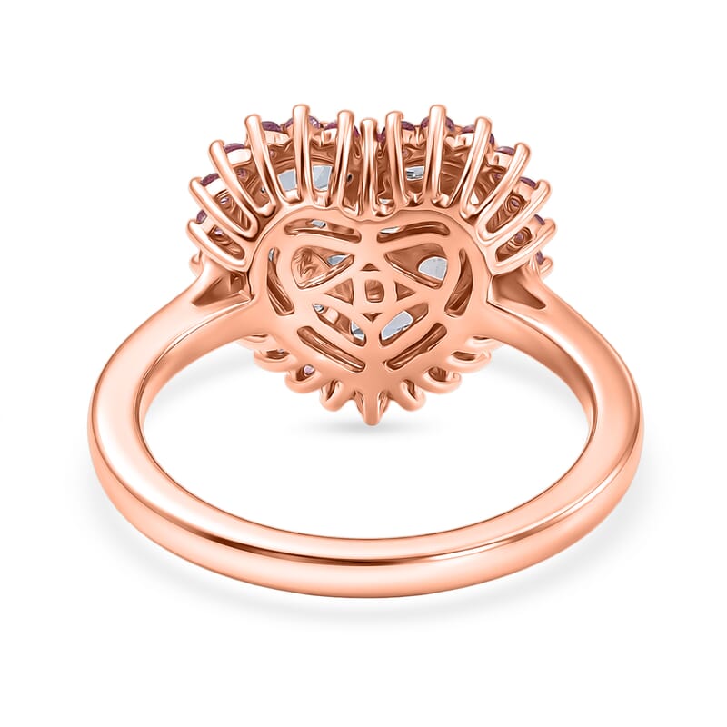 Doorbuster D'Joy Tanzanite and Premium Madagascar Pink Sapphire 1.75 ctw Twilight Heart Ring in 18K Vermeil Rose Gold Over Sterling Silver (Size 6.0)