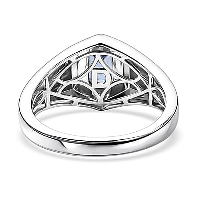 D'Joy Tanzanite 1.10 ctw Men's Ring in 18K Vermeil Yellow Gold and Rhodium Over Sterling Silver (Size 10.0)