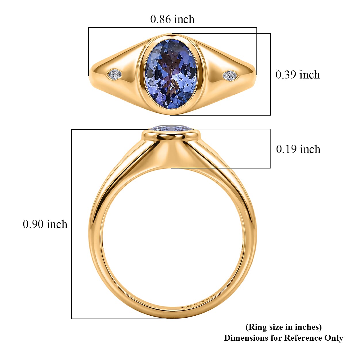 Doorbuster D'Joy Tanzanite and Moissanite 1.35 ctw Majestic Mosaic Ring in 18K Vermeil Yellow Gold Over Sterling Silver (Size 10.0)