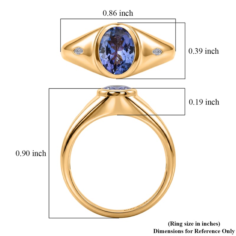 Doorbuster D'Joy Tanzanite and Moissanite 1.35 ctw Majestic Mosaic Ring in 18K Vermeil Yellow Gold Over Sterling Silver (Size 10.0)