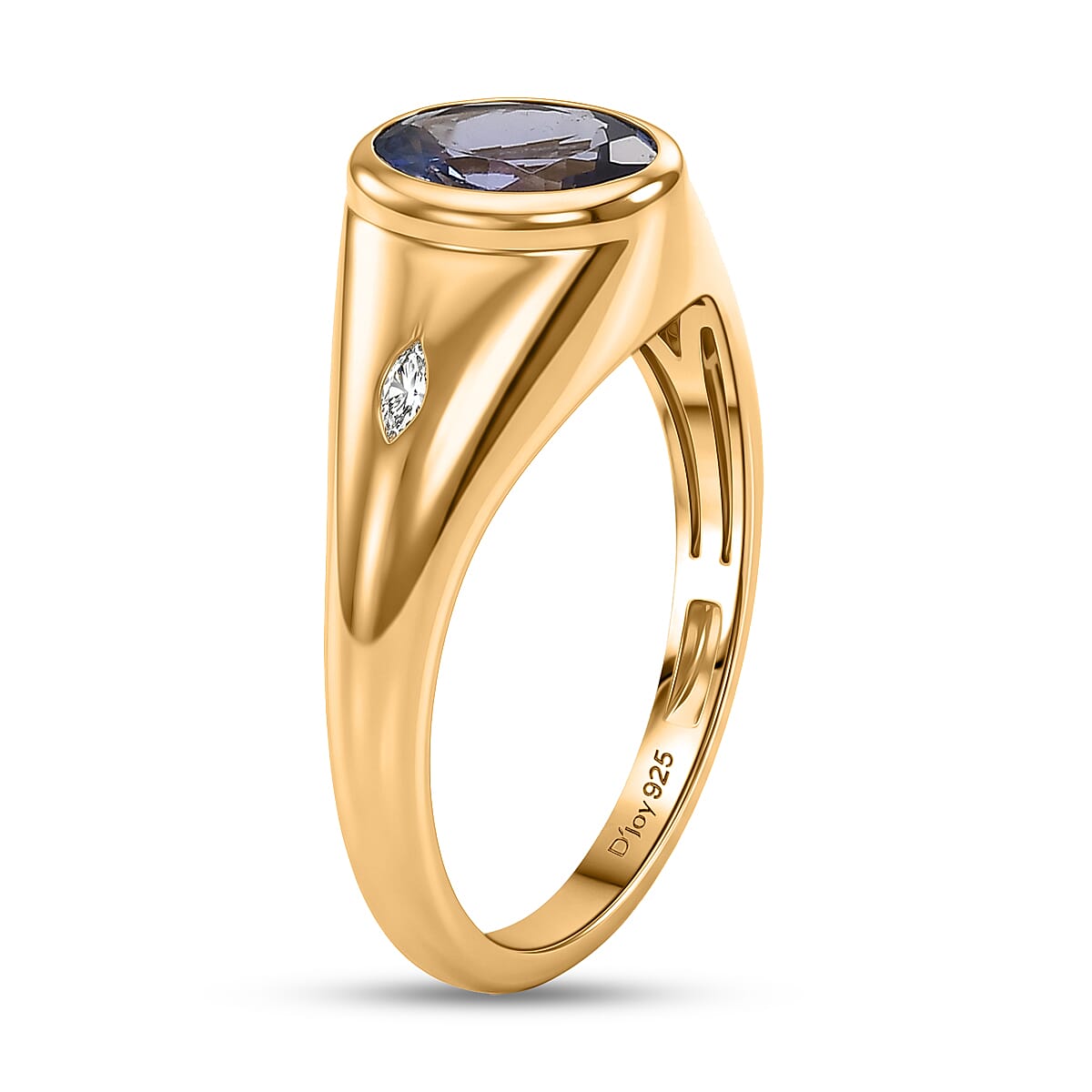 D'Joy Tanzanite and Moissanite 1.35 ctw Majestic Mosaic Ring in 18K Vermeil Yellow Gold Over Sterling Silver (Size 6.0)