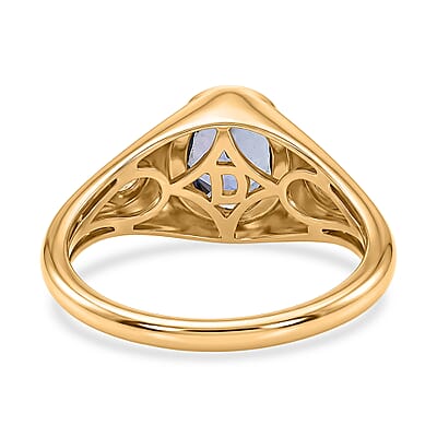 D'Joy Tanzanite and Moissanite 1.35 ctw Majestic Mosaic Ring in 18K Vermeil Yellow Gold Over Sterling Silver (Size 6.0)