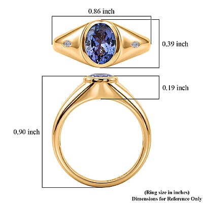 D'Joy Tanzanite and Moissanite 1.35 ctw Majestic Mosaic Ring in 18K Vermeil Yellow Gold Over Sterling Silver (Size 6.0)