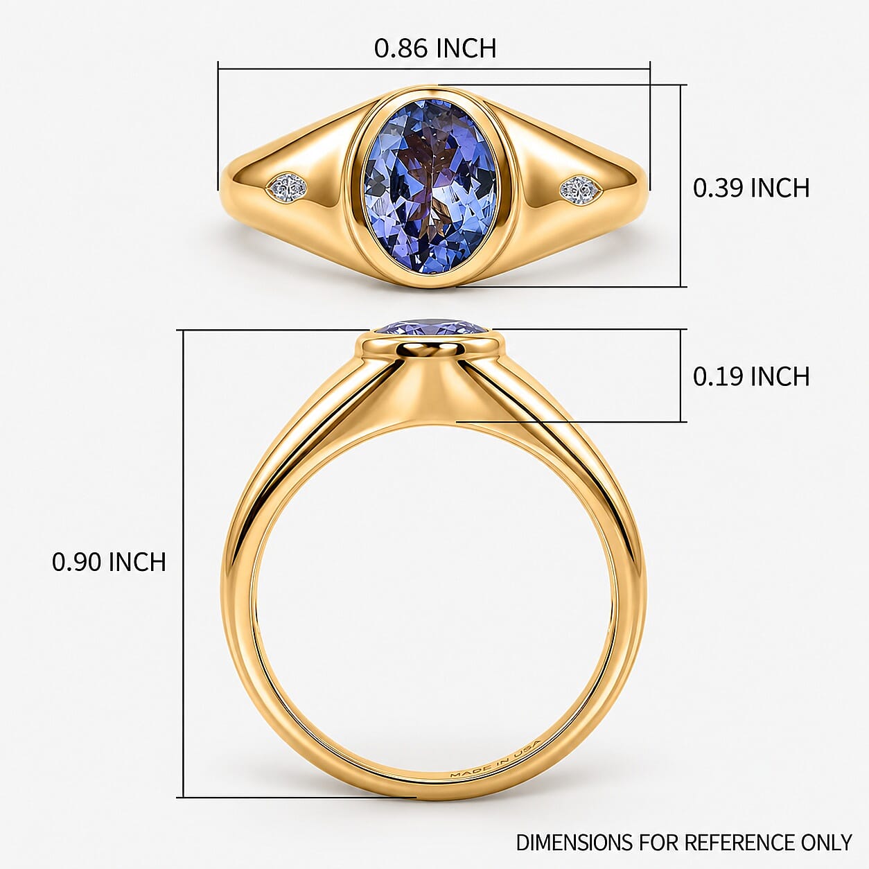 D'Joy Tanzanite and Moissanite 1.35 ctw Majestic Mosaic Ring in 18K Vermeil Yellow Gold Over Sterling Silver (Size 6.0)