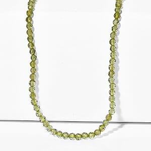 D'Joy Hebei Peridot 43.00 ctw Beaded Necklace in Rhodium Over Sterling Silver (18-20 Inches)