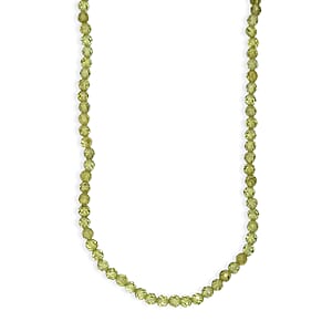 D'Joy Hebei Peridot 43.00 ctw Beaded Necklace in Rhodium Over Sterling Silver (18-20 Inches)