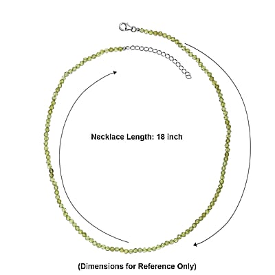 D'Joy Hebei Peridot 43.00 ctw Beaded Necklace in Rhodium Over Sterling Silver (18-20 Inches)