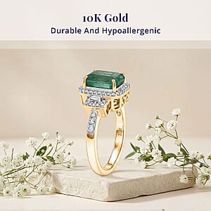 Luxoro AAA Kagem Zambian Emerald and Diamond I2 3.00 ctw Ring in 10K Yellow Gold (Size  10.0)