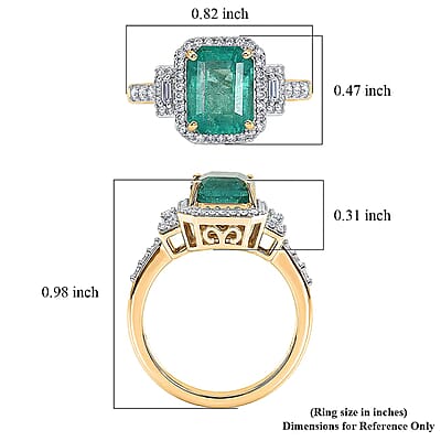 Luxoro AAA Kagem Zambian Emerald and Diamond I2 3.00 ctw Ring in 10K Yellow Gold (Size  5.0)
