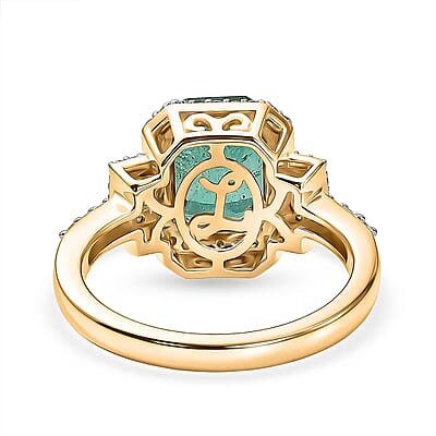 Luxoro AAA Kagem Zambian Emerald and Diamond I2 3.00 ctw Ring in 10K Yellow Gold (Size  5.0)