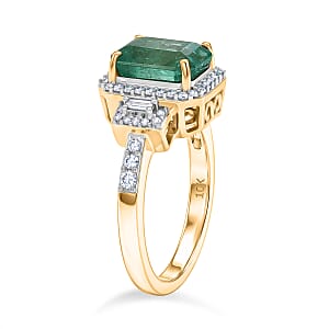 Luxoro AAA Kagem Zambian Emerald and Diamond I2 3.00 ctw Ring in 10K Yellow Gold (Size  6.0)