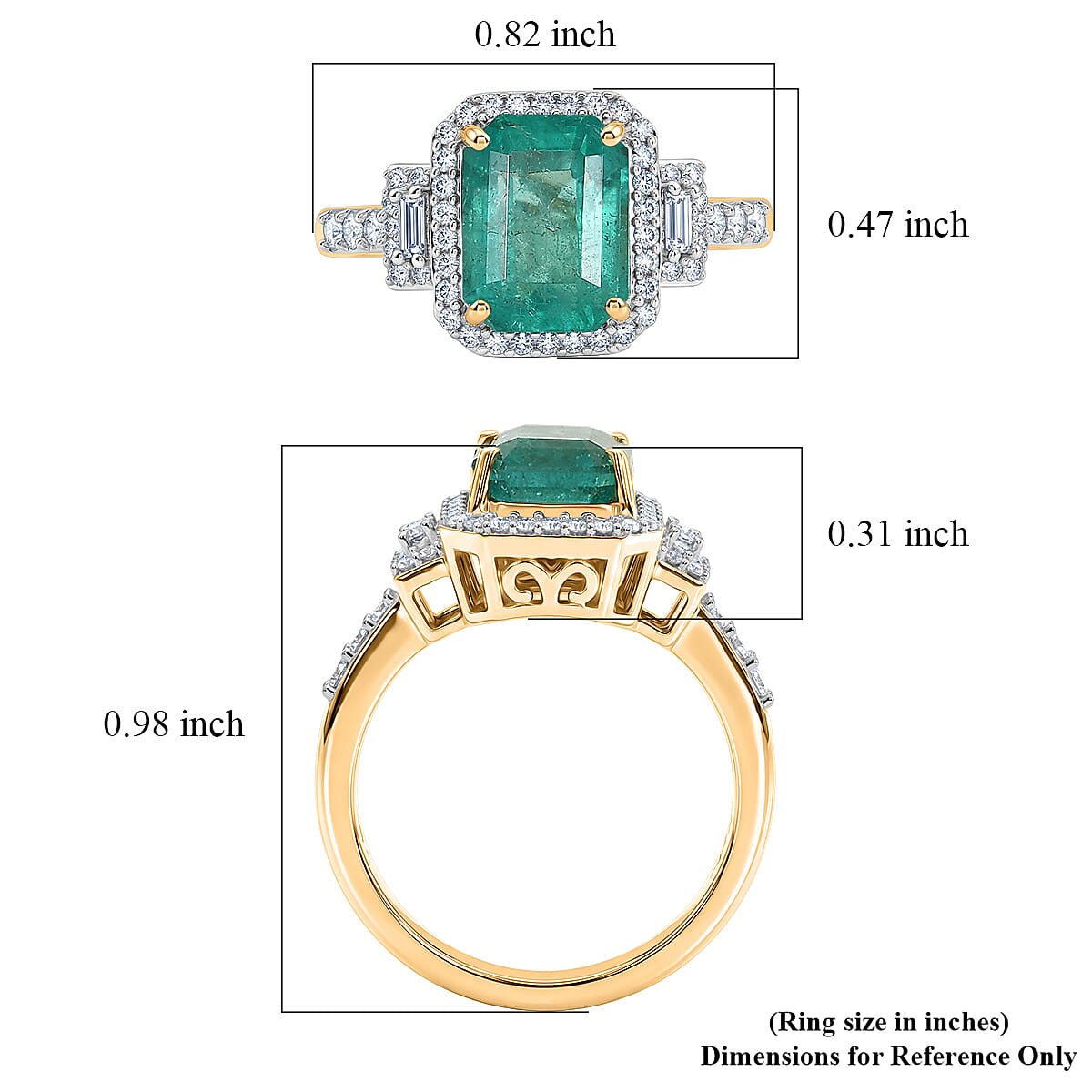 Luxoro AAA Kagem Zambian Emerald and Diamond I2 3.00 ctw Ring in 10K Yellow Gold (Size  6.0) image number 5