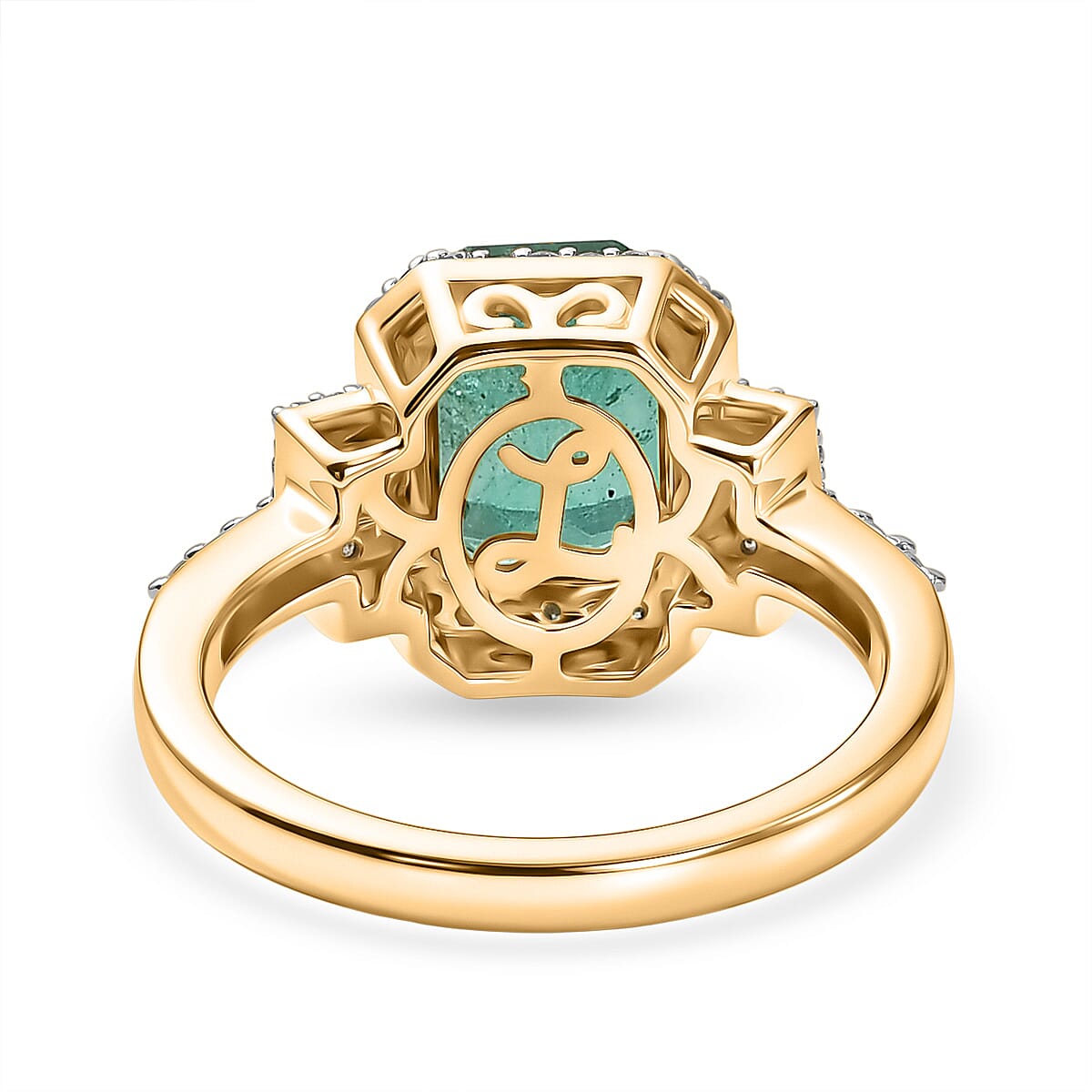 Luxoro AAA Kagem Zambian Emerald and Diamond I2 3.00 ctw Ring in 10K Yellow Gold (Size  8.0) image number 4