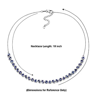 D'Joy Tanzanite and Moissanite 8.10 ctw Crown Halo Necklace in Rhodium Over Sterling Silver 18-20 Inches