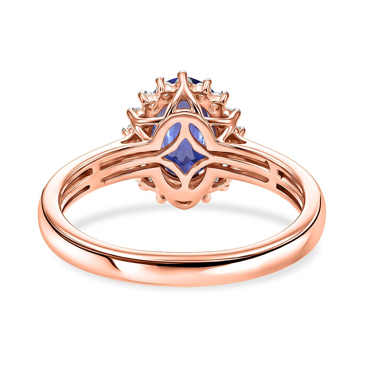 D'Joy Premium Tanzanite and Diamond 1.53 ctw Ring in 18K Vermeil Rose Gold Over Sterling Silver (Size 4.0)