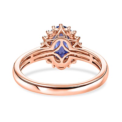 D'Joy Premium Tanzanite and Diamond 1.53 ctw Ring in 18K Vermeil Rose Gold Over Sterling Silver (Size 4.0)