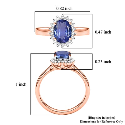 D'Joy Premium Tanzanite and Diamond 1.53 ctw Ring in 18K Vermeil Rose Gold Over Sterling Silver (Size 4.0)