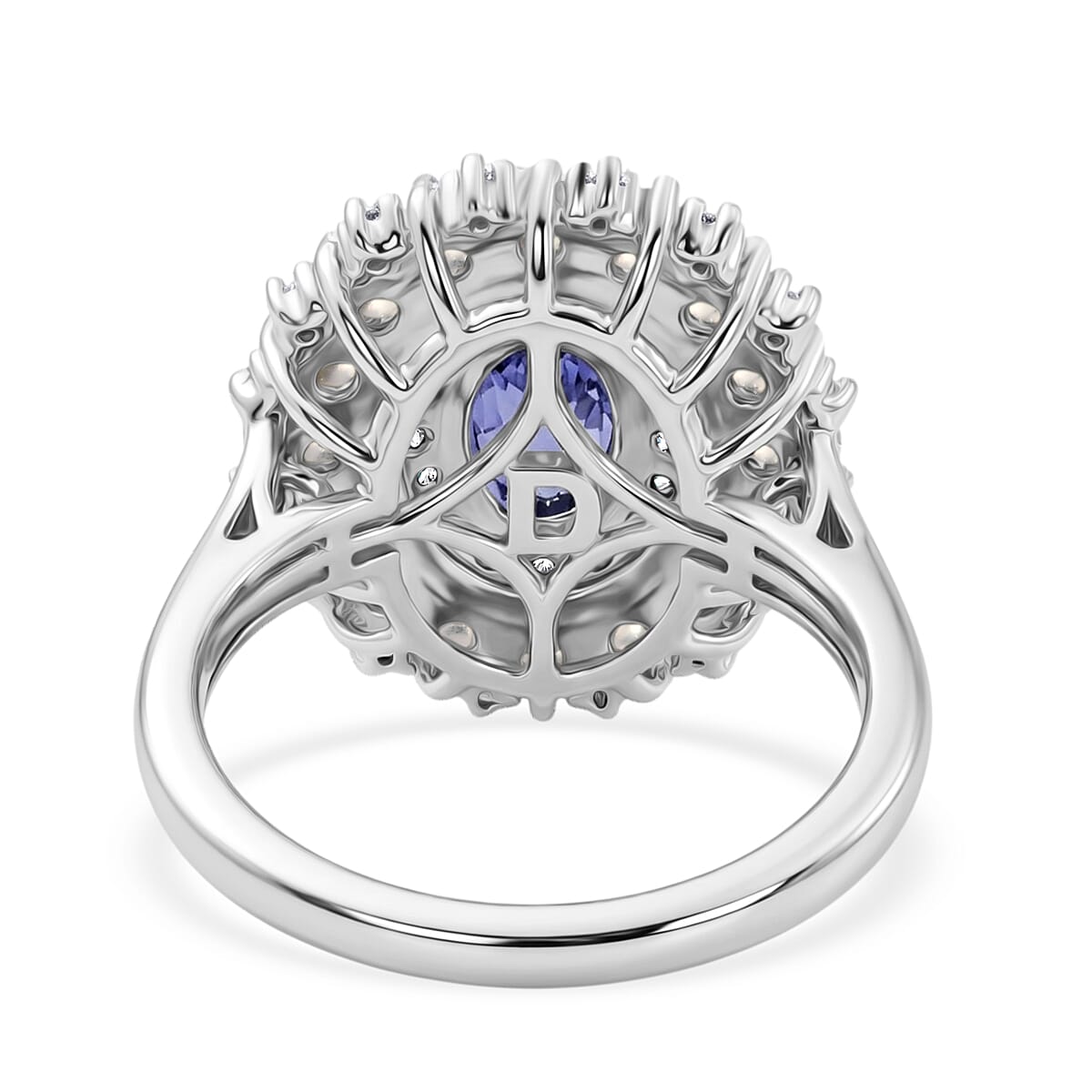 D'Joy Tanzanite and Multi Gemstone 1.35 ctw Royal Twilight Pearl Ring in Rhodium Over Sterling Silver (Size 6.0) image number 4