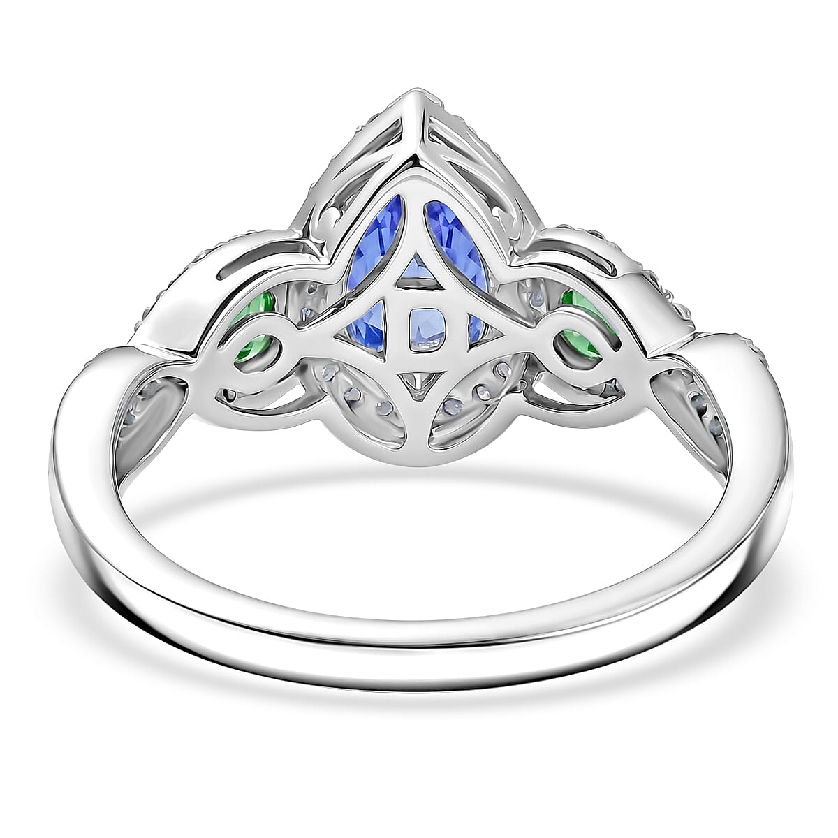 D'Joy Tanzanite and Multi Gemstone 1.75 ctw Twilight Garden Ring in Rhodium Over Sterling Silver (Size 6.0)
